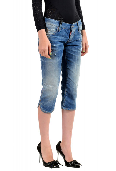 Dsquared2 Women's Blue Wash Distressed Cropped Capri Jeans: Picture 2