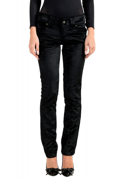 John Galliano Women's Black Velour Slim Jeans