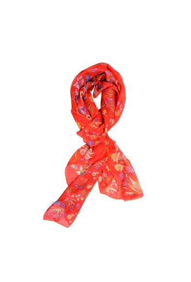 Salvatore Ferragamo Women's Multi-Color Floral Print 100% Silk Shawl Scarf