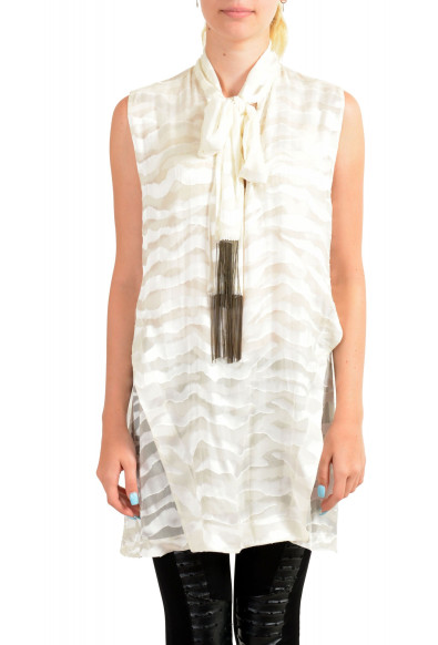 Just Cavalli Women's Ivory Silk Sleeveless Blouse Top 