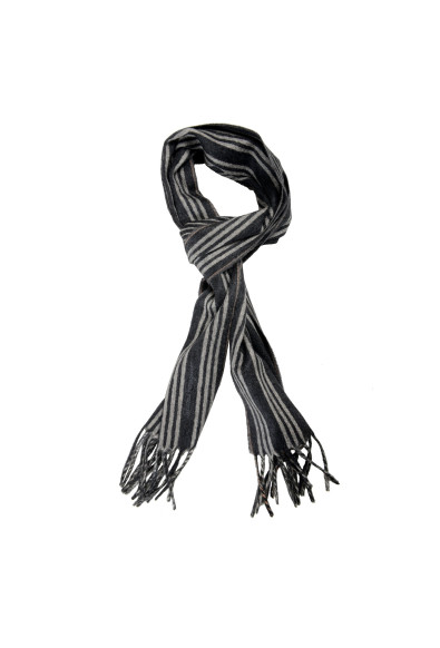 Salvatore Ferragamo Multi-Color 100% Cashmere Striped Logo Print Shawl Scarf