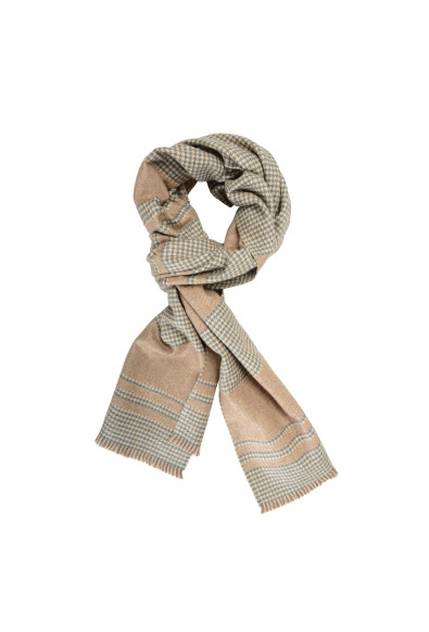 Salvatore Ferragamo Multi-Color Silk Wool Checkered Shawl Scarf