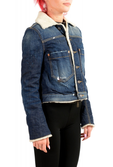 Dsquared2 Women's Denim 
Leather Fur Full Zip Shearling Jacket : Picture 2