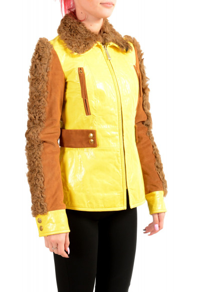 Just Cavalli Women's 100% Leather Goat Hair Trimmed Basic Jacket: Picture 2