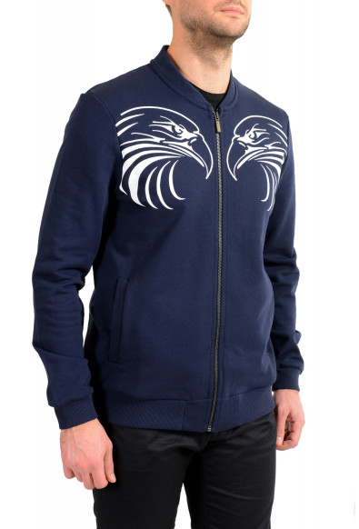 Roberto Cavalli Sport Men's Navy Blue Full Zip Graphic Print Track Bomber Jacket: Picture 2