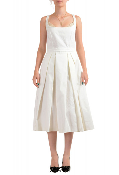 Dsquared2 Women's White Pleated Sundress Fit 
Flare Dress