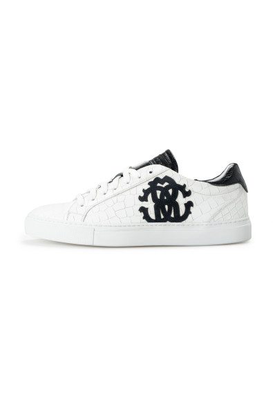 Roberto Cavalli Men's White Textured Leather Logo Print Fashion Sneakers Shoes: Picture 2