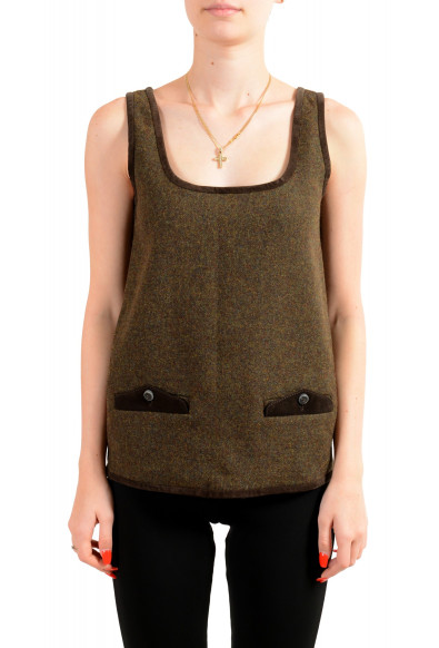 Dsquared2 Women's Wool Silk Leather Trimmed Blouse Top 