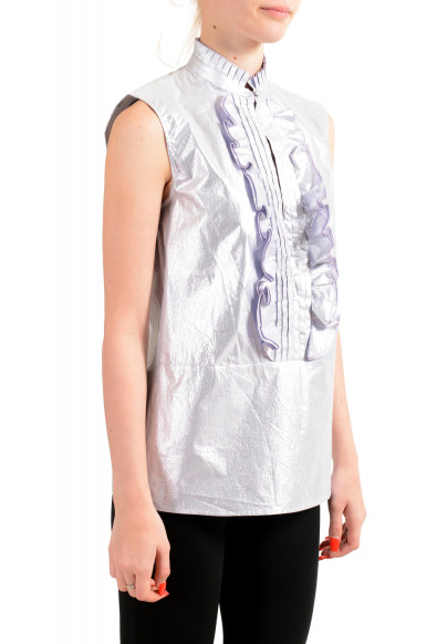 Just Cavalli Women's Purple Deep V-Neck Blouse Top: Picture 2