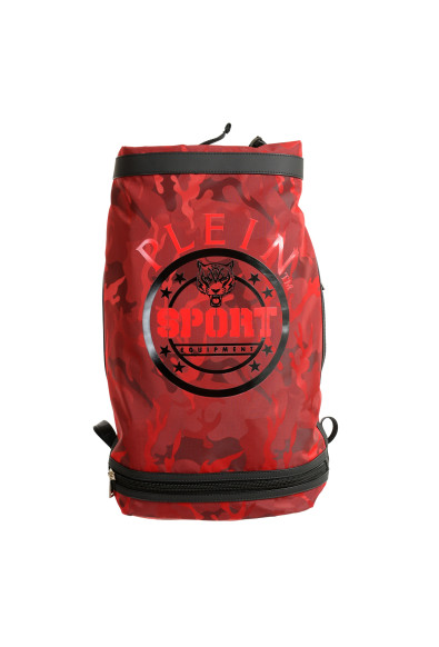 Plein Sport Unisex Red Military Print Large Backpack Bag