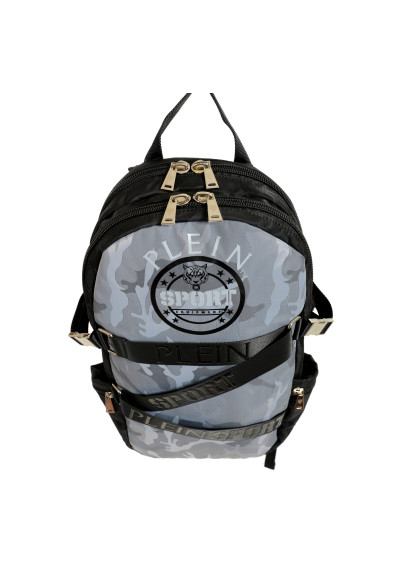 Plein Sport Unisex Military Print Gray" ZAINO RUNNER" Backpack Bag