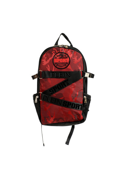 Plein Sport Unisex Military Print Red " ZAINO RUNNER" Backpack Bag