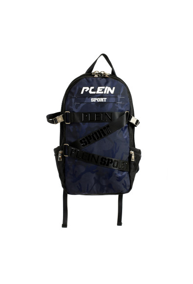 Plein Sport Unisex Military Print Navy Blue "ZAINO RUNNER" Backpack Bag