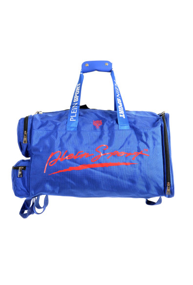 Plein Sport Men's Blue Logo Print Large Travel Gym Duffle Backpack Bag