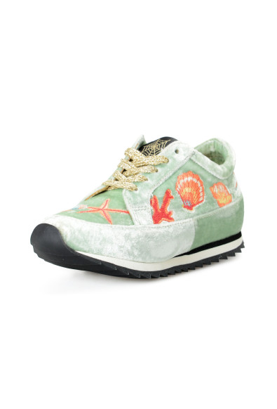 Charlotte Olympia Girls "INCY WORK IT! OCEANIC" Velvet Leather Sneakers Shoes