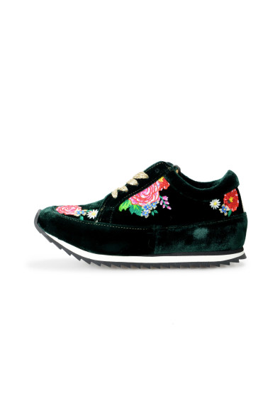 Charlotte Olympia Girls "INCY WORK IT!ROSE GARDEN" Velvet Leather Sneakers Shoes: Picture 2