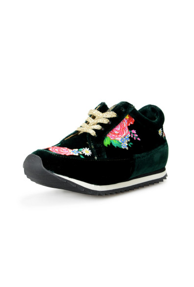 Charlotte Olympia Girls "INCY WORK IT!ROSE GARDEN" Velvet Leather Sneakers Shoes