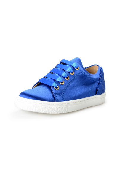 Charlotte Olympia Girls Royal Blue Satin Leather Fashion Sneakers Shoes