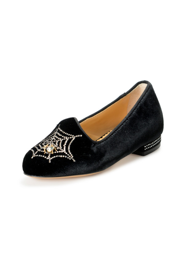 Charlotte Olympia Girls "INCY CHARLOTTES WEB" Velvet Leather Sandals Shoes