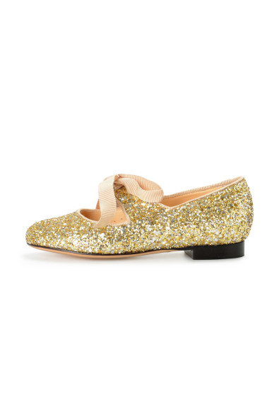Charlotte Olympia Girls INCY OLIVIA Platinum Glitter Leather Ballet Flats Shoes: Picture 2