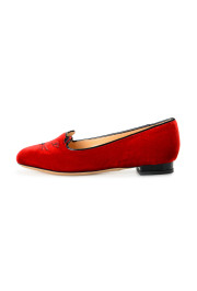 Charlotte Olympia Girls "INCY KITTY FLATS" Burgundy Velvet Ballet Flats Shoes: Picture 2