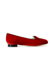Charlotte Olympia Girls "INCY KITTY FLATS" Burgundy Velvet Ballet Flats Shoes: Picture 4