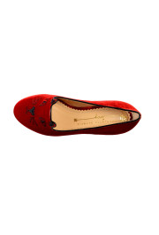 Charlotte Olympia Girls "INCY KITTY FLATS" Burgundy Velvet Ballet Flats Shoes: Picture 7