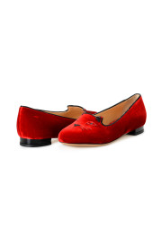 Charlotte Olympia Girls "INCY KITTY FLATS" Burgundy Velvet Ballet Flats Shoes: Picture 8