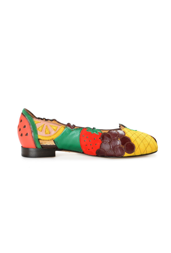 Charlotte Olympia Girls "INCY TUTTI FRUTTI" Leather Ballet Flats Shoes: Picture 4