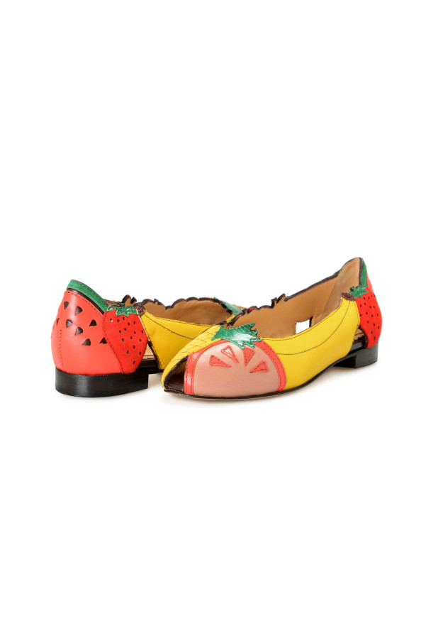Charlotte Olympia Girls "INCY TUTTI FRUTTI" Leather Ballet Flats Shoes: Picture 8