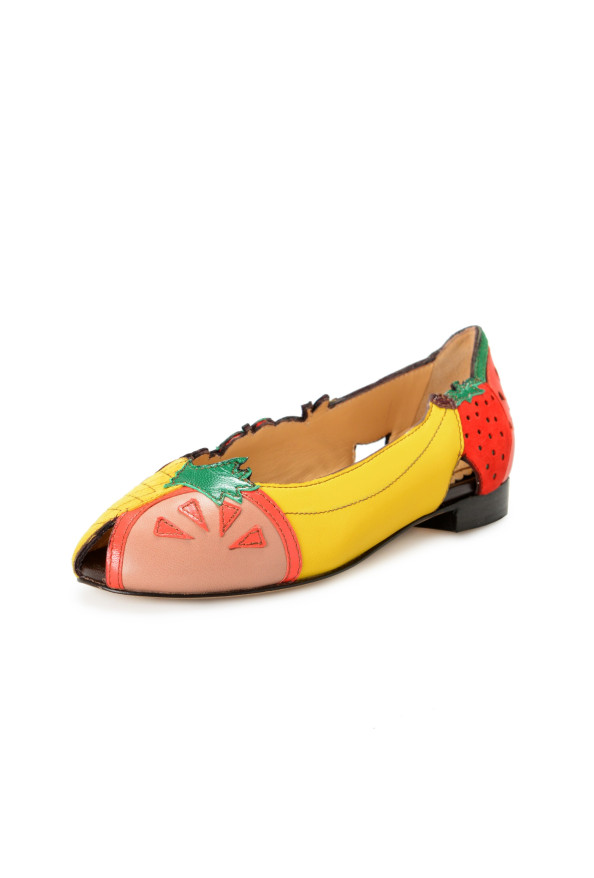 Charlotte Olympia Girls "INCY TUTTI FRUTTI" Leather Ballet Flats Shoes