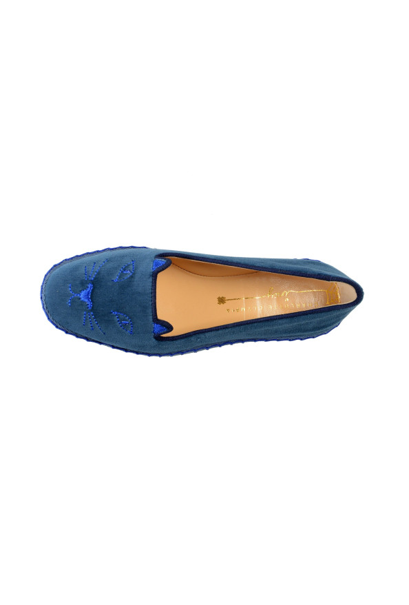 Charlotte Olympia Girls "INCY VENETIAN CATS" Blue Velvet Ballet Flats Shoes: Picture 7