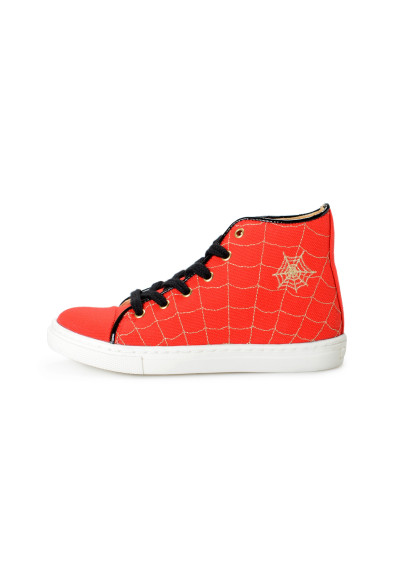 Charlotte Olympia Girls "INCY WEB HIGH-TOPS" Red Canvas Leather Sneakers Shoes: Picture 2