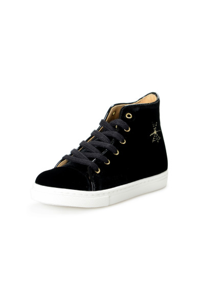 Charlotte Olympia Girls "INCY PURRRFECT HIGH-TOPS" Velvet Leather Sneakers Shoes