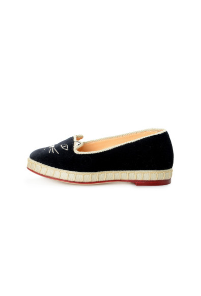 Charlotte Olympia Girls "INCY VENETIAN CATS" Black Velvet Ballet Flats Shoes: Picture 2