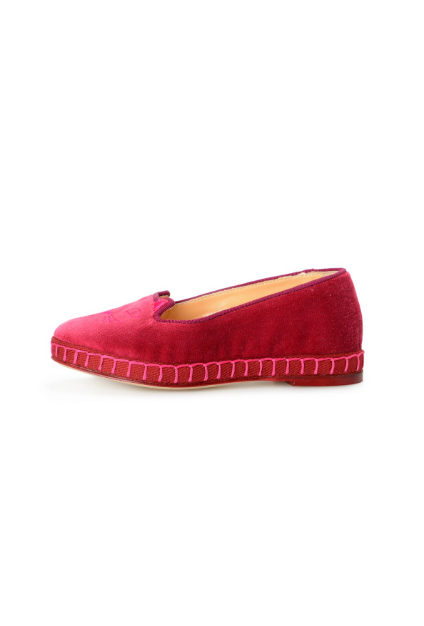 Charlotte Olympia Girls "INCY VENETIAN CATS" Raspberry Velvet Ballet Flats Shoes: Picture 2
