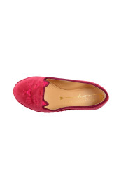 Charlotte Olympia Girls "INCY VENETIAN CATS" Raspberry Velvet Ballet Flats Shoes: Picture 7