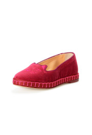 Charlotte Olympia Girls "INCY VENETIAN CATS" Raspberry Velvet Ballet Flats Shoes