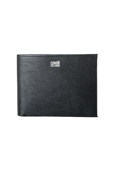 Cavalli Class Men's Black Logo Print Textured Leather Bifold Wallet