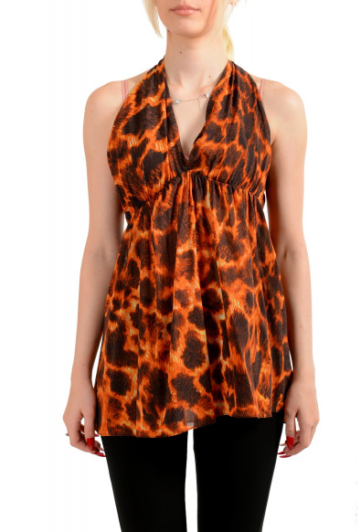 Just Cavalli Women's Animal Print Multi-Color Silk Blouse Top