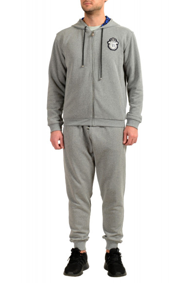 Billionaire Men's Gray Full Zip Logo Print Track Sweat Track Suit