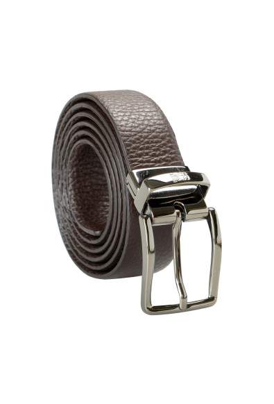 Cavalli Class Men's Brown 100% Pebbled Leather Buckle Decorated Belt