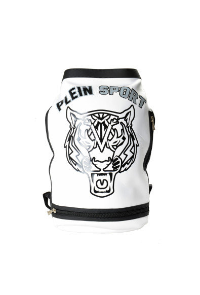 Plein Sport Unisex White Logo Print Large Backpack Bag