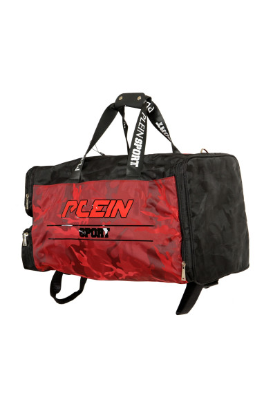 Plein Sport Men's Military Red Logo Print Large Travel Gym Duffle Backpack Bag: Picture 2