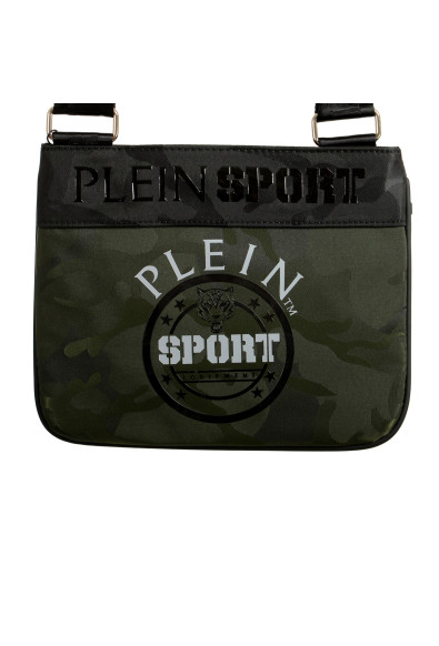 Plein Sport Unisex Military Green Logo Print Crossbody Bag: Picture 2