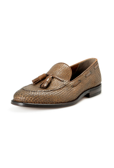Officina Slowear Men's Brown Braided Leather Slip On Loafers Shoes 