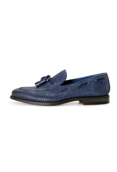 Officina Slowear Men's Blue Braided Leather Slip On Loafers Shoes: Picture 2