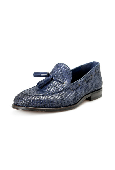 Officina Slowear Men's Blue Braided Leather Slip On Loafers Shoes