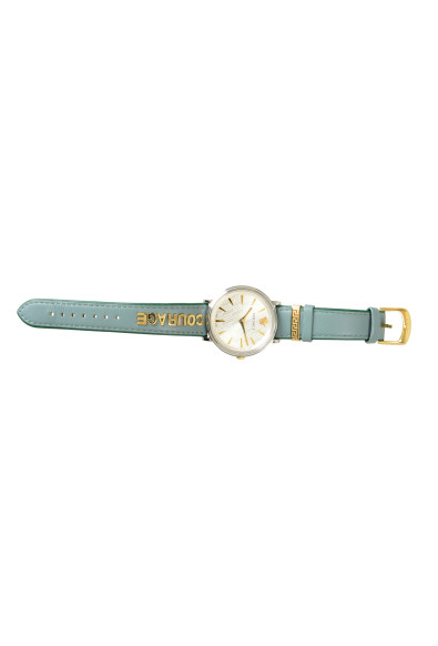 Versace Unisex V Circle "Courage" Light Blue Leather Strap Watch: Picture 2