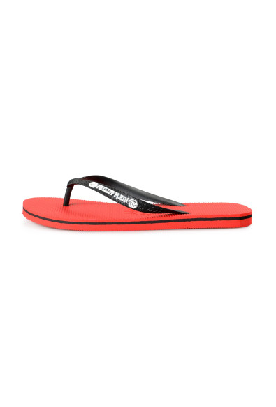 Philipp Plein Women's Red/Black Rubber Logo Print Flip Flops Shoes: Picture 2